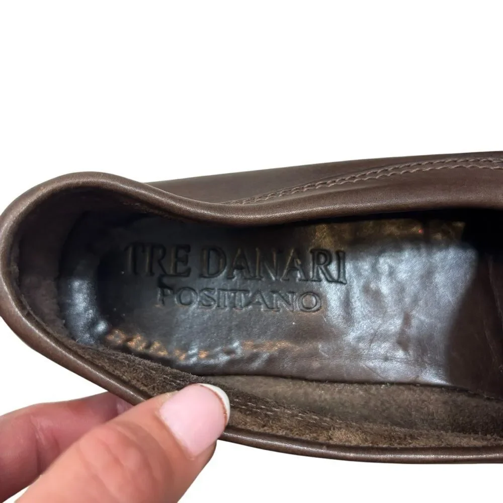 Ladies Tre Danari Positano Brown Leather‎ Driving Loafers Size 38